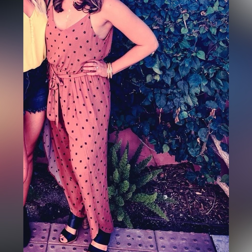 Vici Brown and black geometric design Jumpsuit - flowy